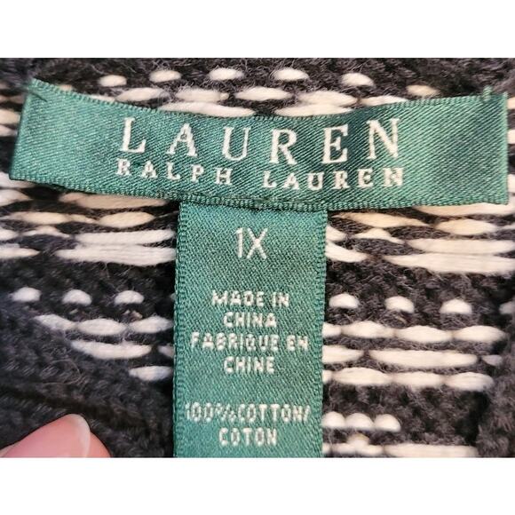 🖤 VTG Lauren Ralph Lauren Fair Isle Shawl Collar Sweater – 1X – Cozy Classic - Picture 6 of 9